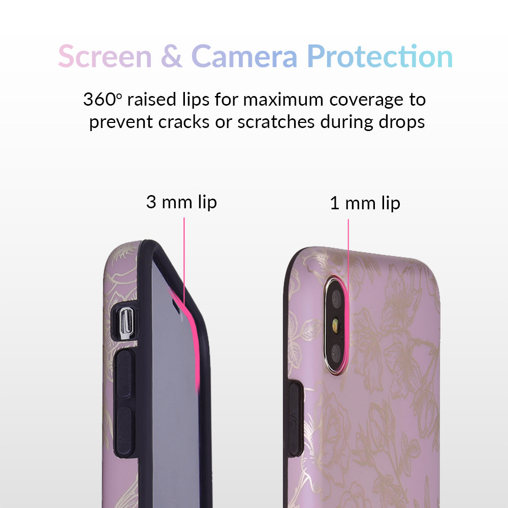 Dusty Rose Chrome Floral iPhone Case - Elegant Protective Cover for iPhone 13/14/15 Pro Max - Perfect for Everyday Use, Travel & Gift Giving