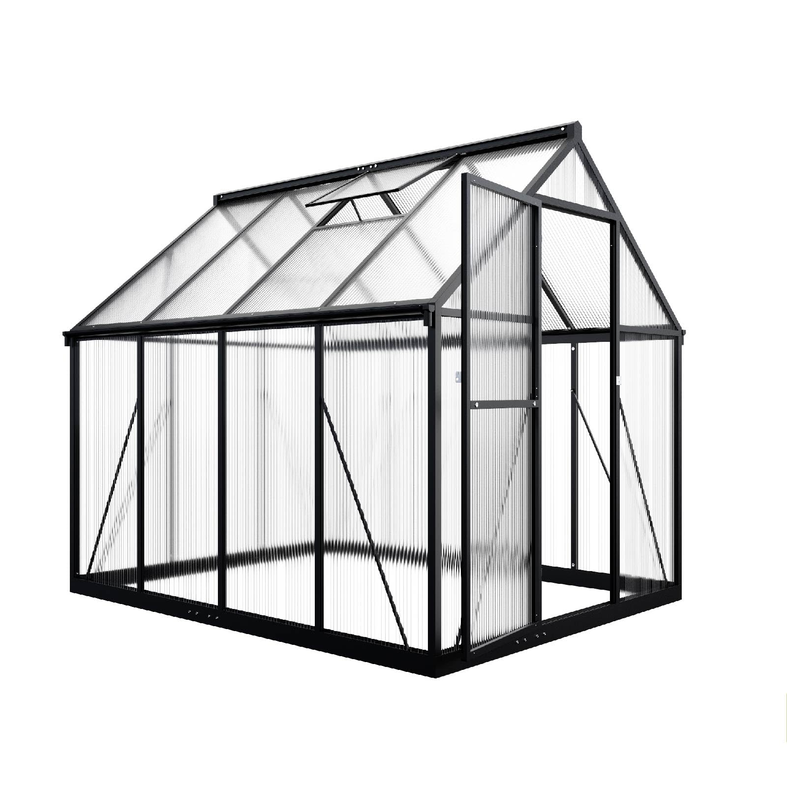 6x7.5 FT Polycarbonate Walk-in Greenhouse - Quick Setup Aluminum Frame with Roof Vent - Durable Outdoor Greenhouse for Gardening, Backyard & Plant Protection - Perfect for Seed Starting, Herb Growing & Year-Round Gardening