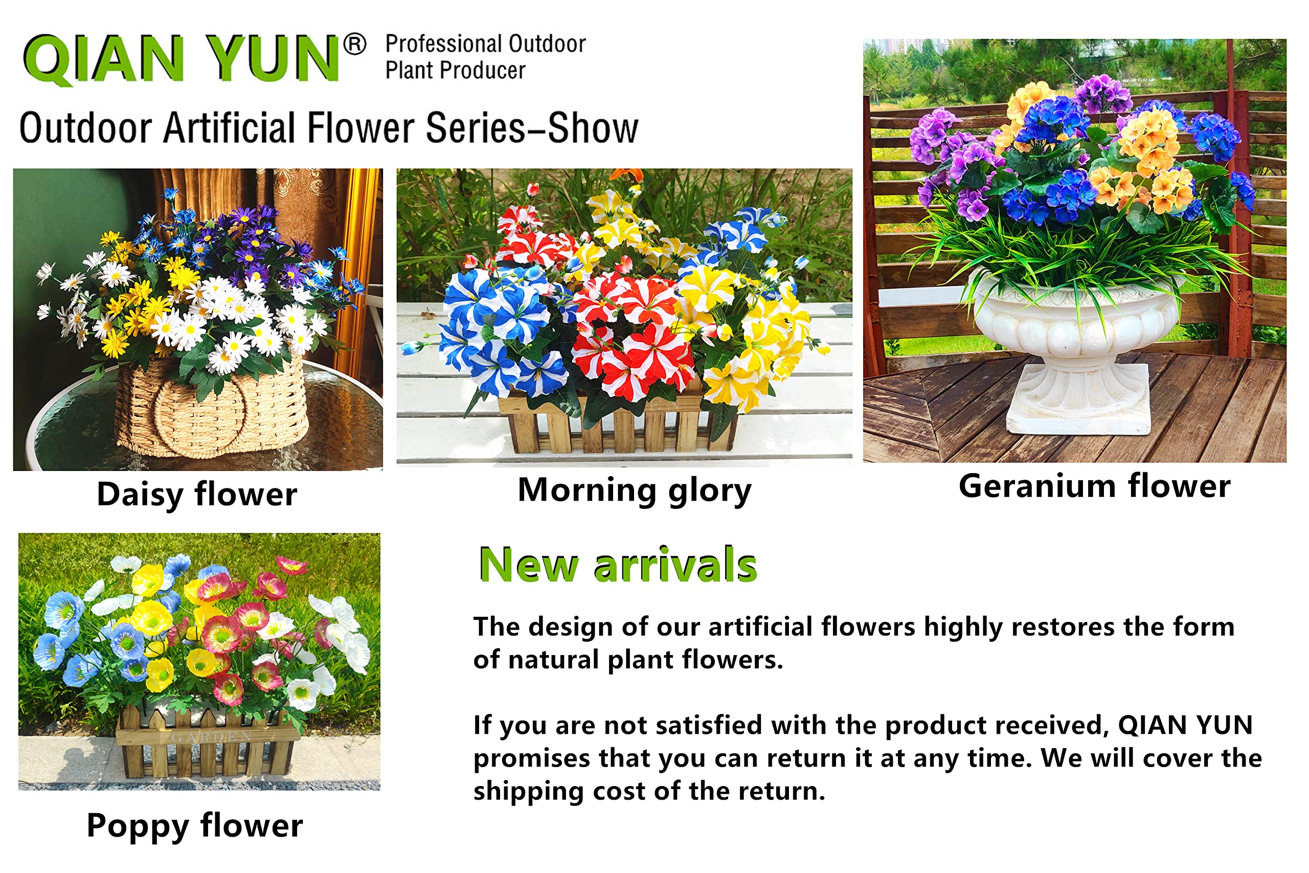 UV Resistant Artificial Pansies Flowers Outdoor - 11.8 Inch Fake Plastic Flowers Bulk (8 Pack, Purple) for Garden Decor, Window Boxes & Patio Planters