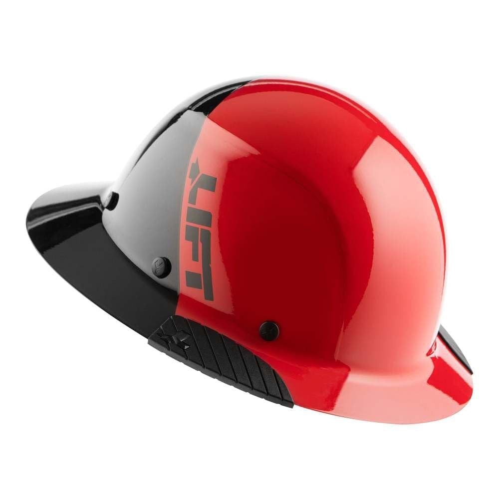 DAX Fiber Resin Full Brim Hard Hat - ANSI Certified Safety Helmet (50/50 Gloss Red/Black) for Construction, Industrial & Outdoor Work Protection