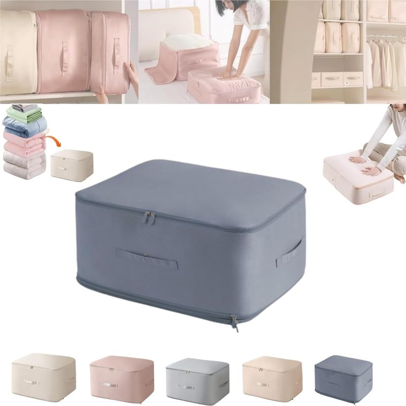 2024 New Space Saving Self Compression Organizer – Large Capacity Duvet Storage Bag, Heavy Duty Moving Organizer for Comforters & Bedding (Blue) – Perfect for Home Organization, Travel & Moving Storage