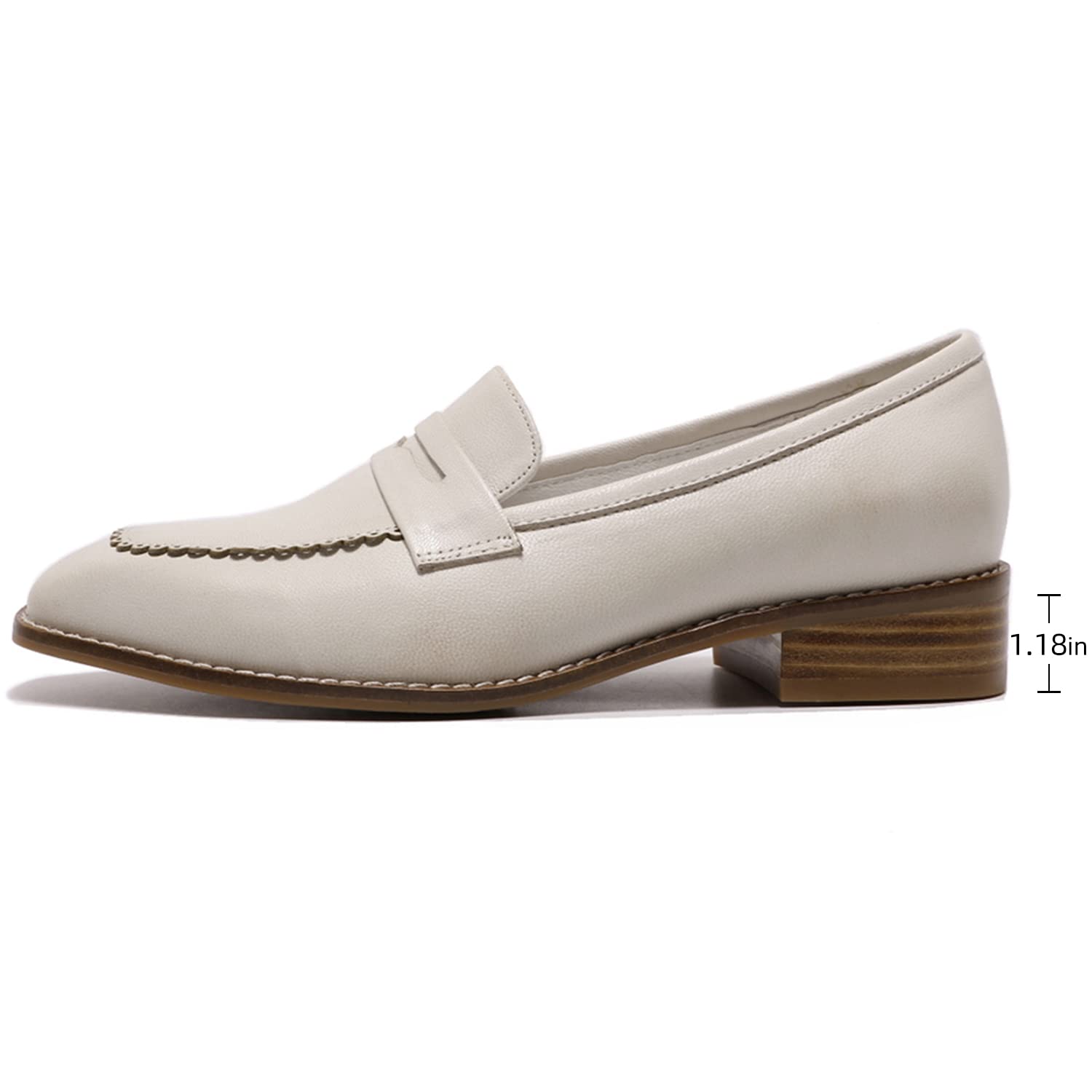 Women's Leather Penny Loafers - Square Toe Slip-On Dress Shoes for Office & Casual Wear | Comfortable & Stylish Flats for Work, Travel & Everyday Outfits