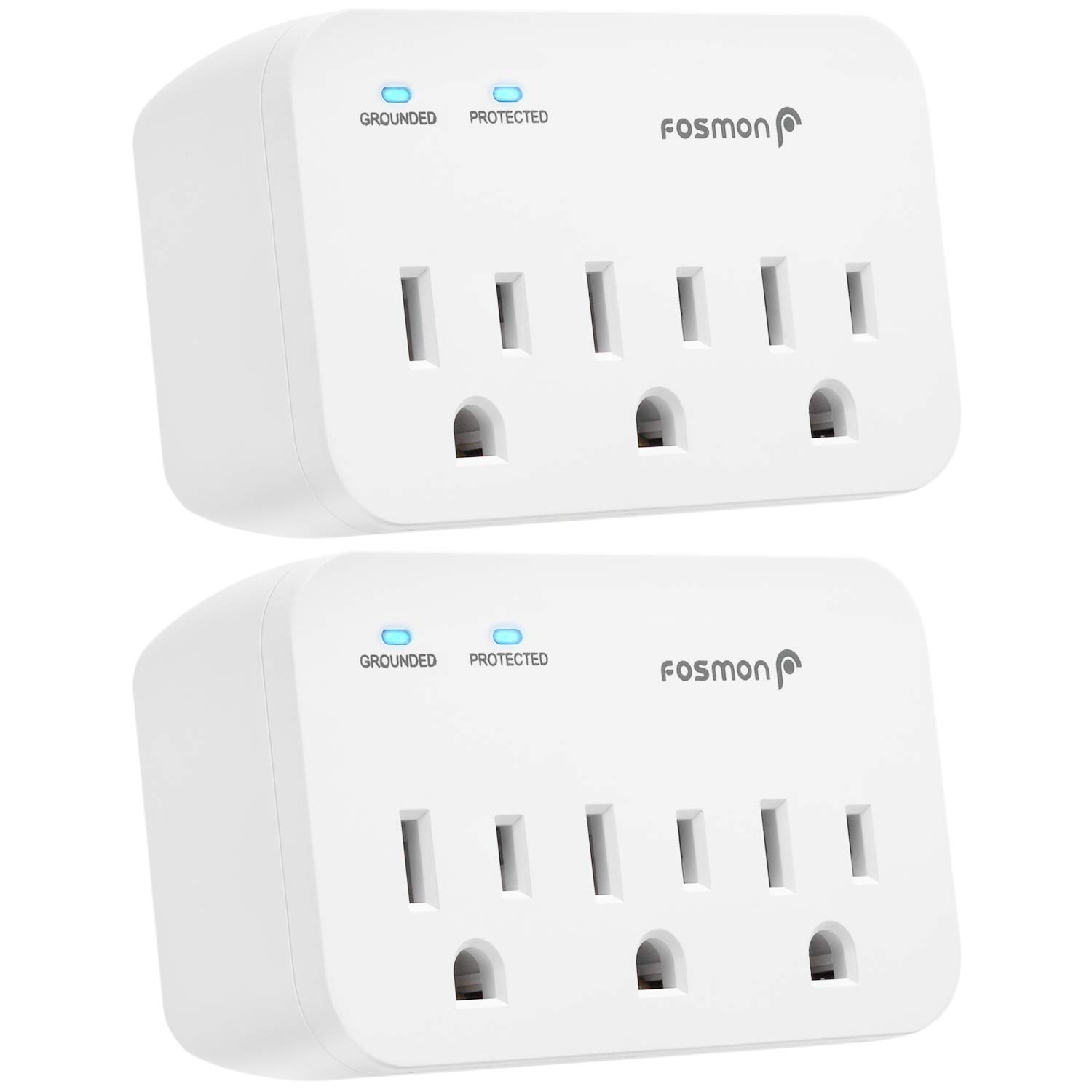Fosmon Heavy Duty 3-Outlet Appliance Surge Protector - 1200J, 1875W, ETL Listed for Refrigerator, Microwave, Washing Machine (2-Pack) - Perfect for Home Kitchen, Laundry Room & Garage Electronics Protection