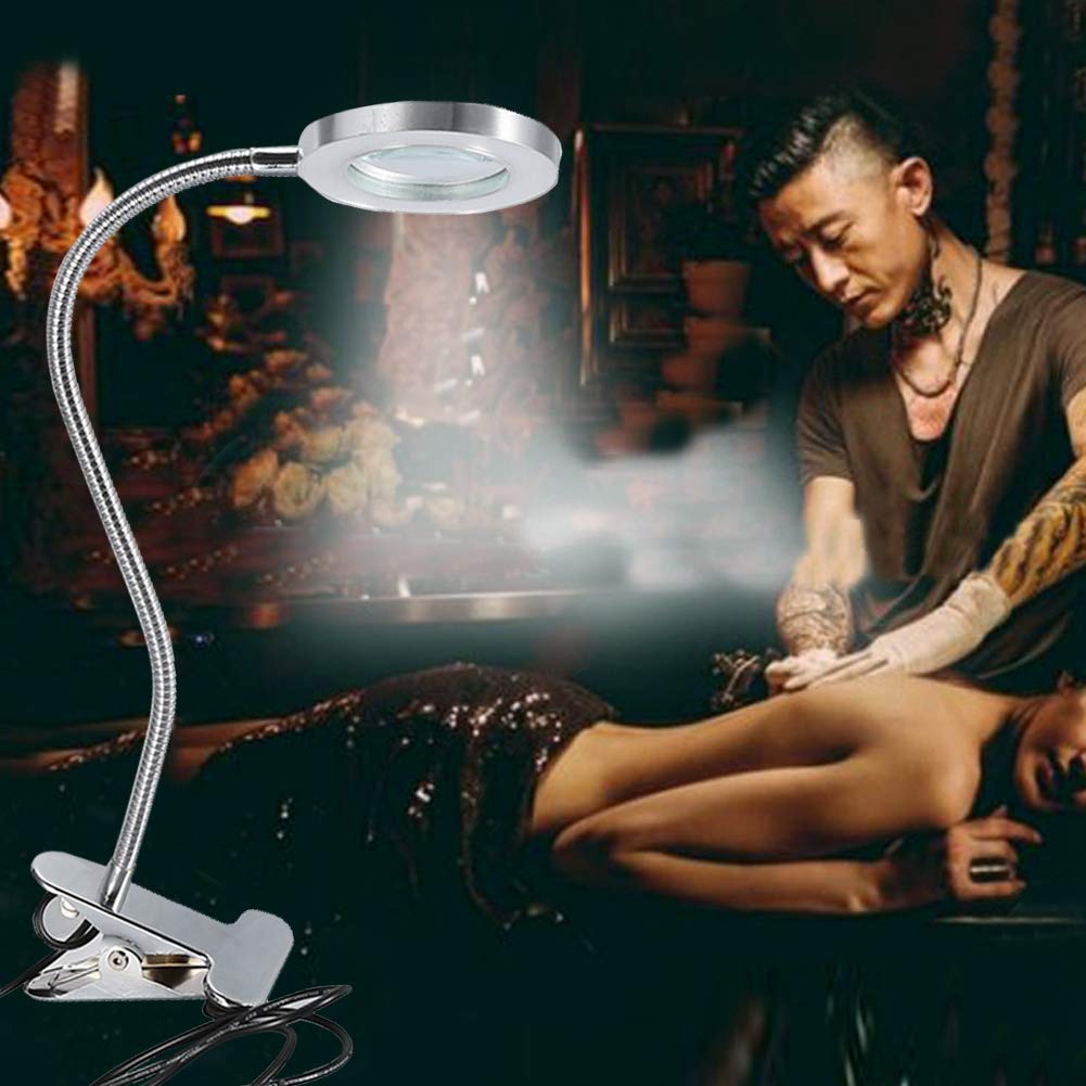 2.5X Magnifying Tattoo Lamp with LED Light - Professional Beauty & Cosmetic Magnifier Lamp for Tattoo Artists, Makeup Artists, Nail Technicians - Perfect for Tattoo Studios, Beauty Salons & Home Makeup Desks