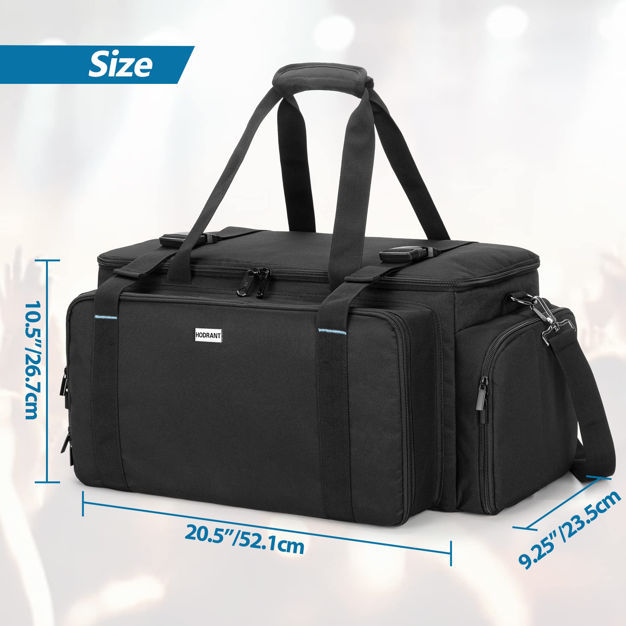 Professional DJ Gig Bag - Heavy Duty Travel DJ Cable Storage Case with Padded Bottom & Adjustable Dividers | DJ Equipment Organizer for Microphones, 14