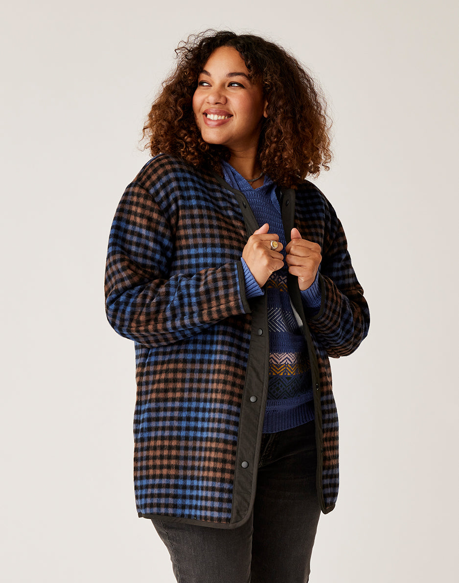 Calla Wool Jacket - Dark Brown Plaid Coat for Women | Winter Warm Outerwear | Perfect for Office, Travel & Casual Outings