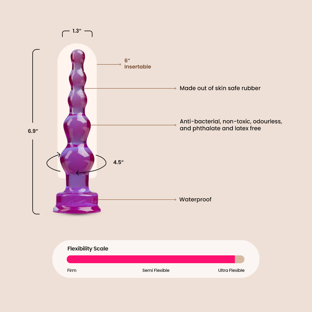Spectragels Anal Beaded Plug - Premium Silicone Anal Toy for Men & Women - Comfortable & Safe for Beginners & Advanced Users - Perfect for Solo Play & Couples Exploration