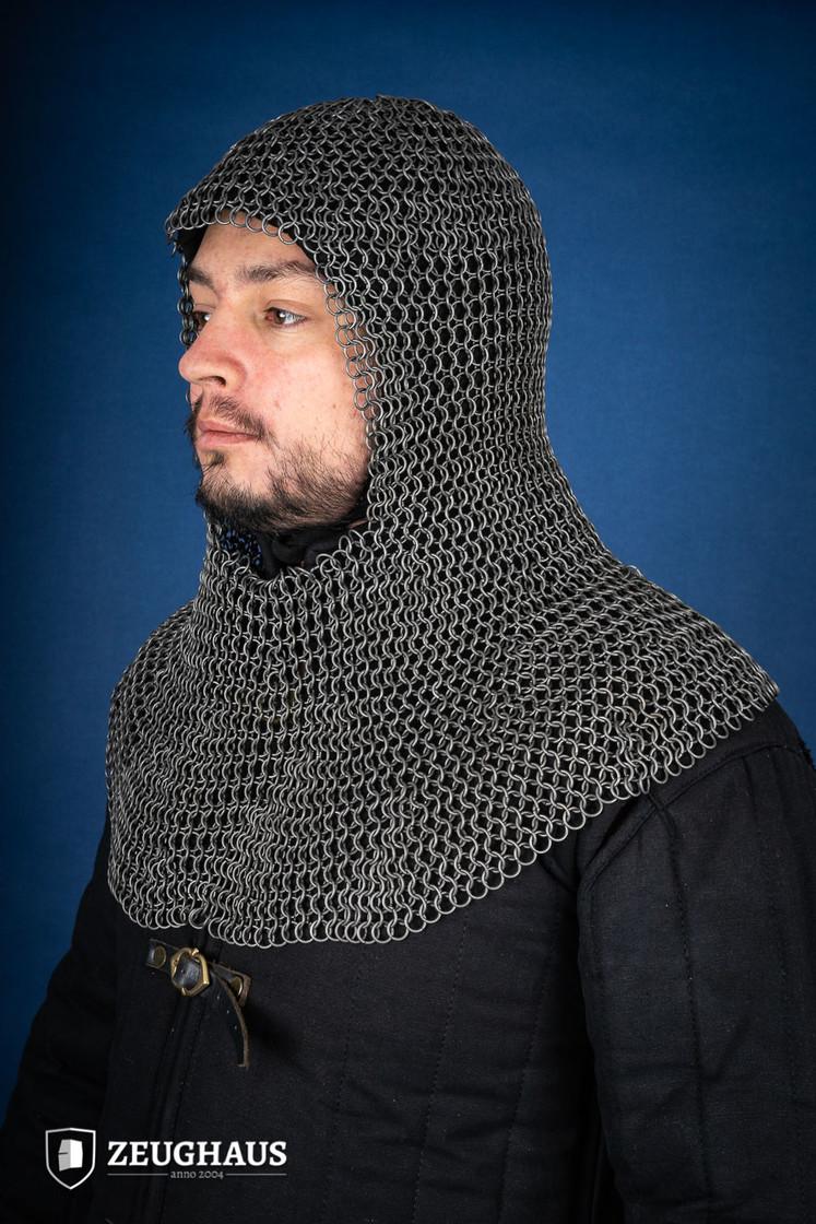 Chainmail Hood with 9mm Steel Oiled Round Rings - Medieval Armor for LARP, Cosplay & Renaissance Faires
