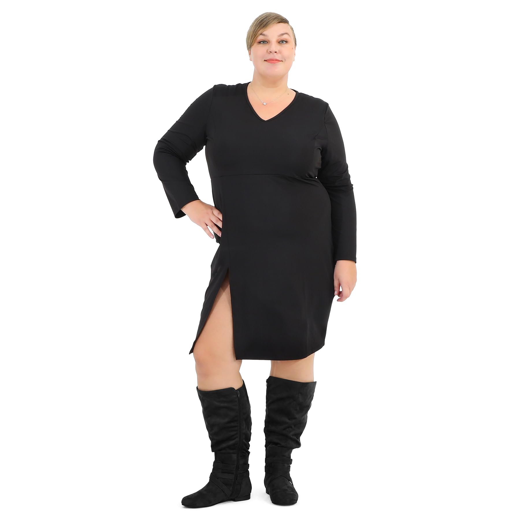 Mysoft Women's Wide & Extra Wide Calf Knee High Boots - Flat Heel Tall Boots with Side Zippers for Comfortable All-Day Wear - Perfect for Work, Office & Winter Fashion