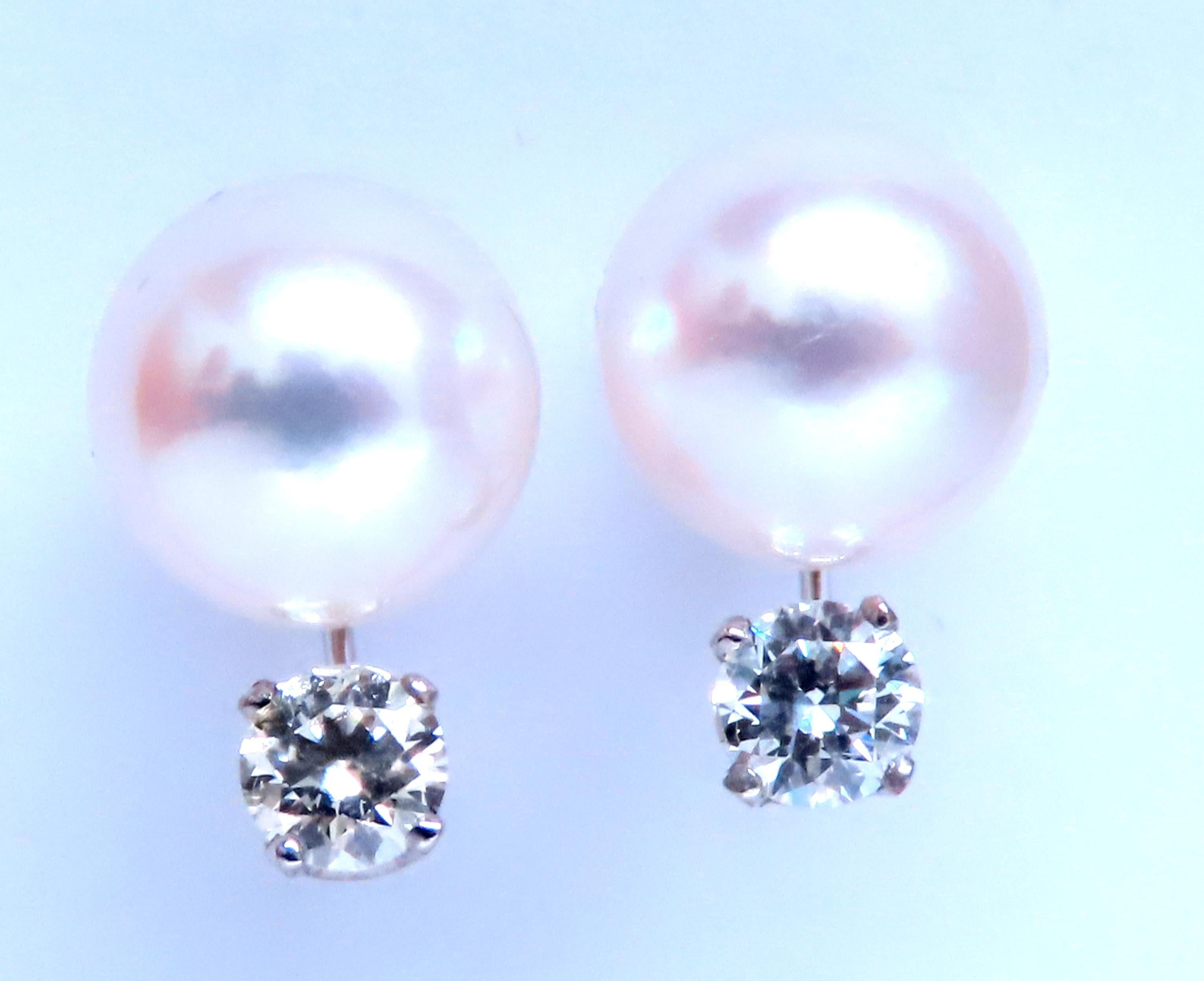8mm Natural White South Sea Pearl Diamond Stud Earrings in 14K Gold - Elegant Jewelry for Weddings, Parties & Special Occasions