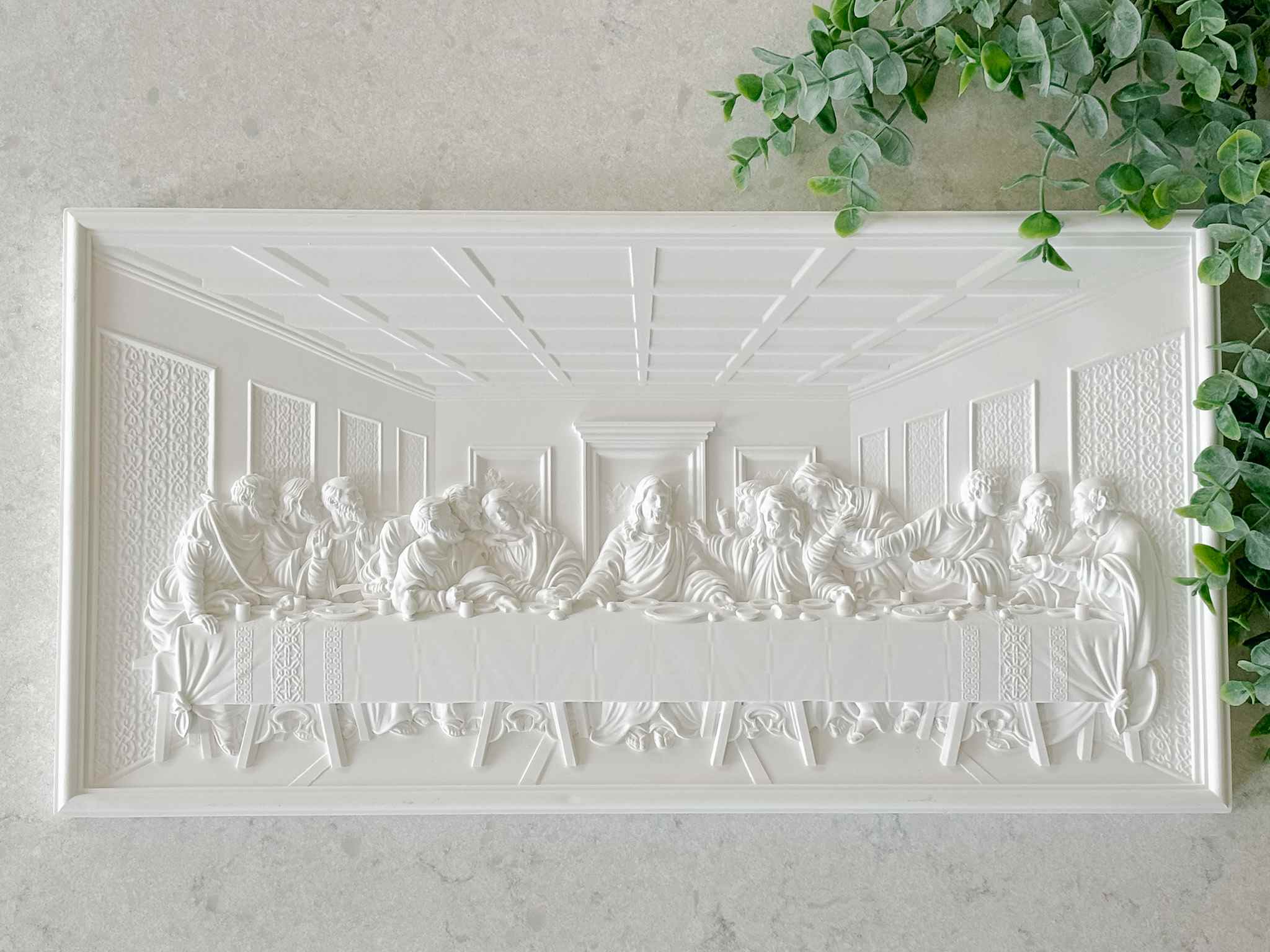 The Last Supper Wall Plaque - White Religious Home Decor for Christian Gifts & Church Interiors