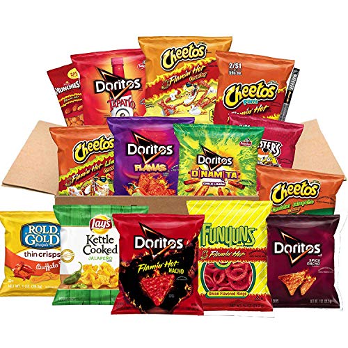Ultimate Snacks Care Package - 40 Count Hot & Spicy Variety Pack with Chips, Nuts & More | Perfect for Gifts, Parties & Office Snacking