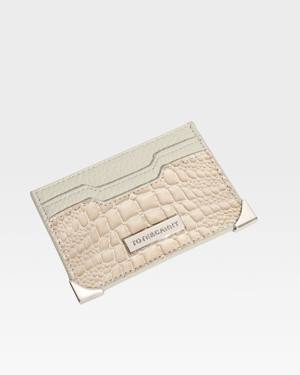 Premium Crocodile Leather Card Holder Wallet in Beige - Slim RFID Blocking Credit Card Case for Men & Women - Perfect for Travel, Business & Everyday Use
