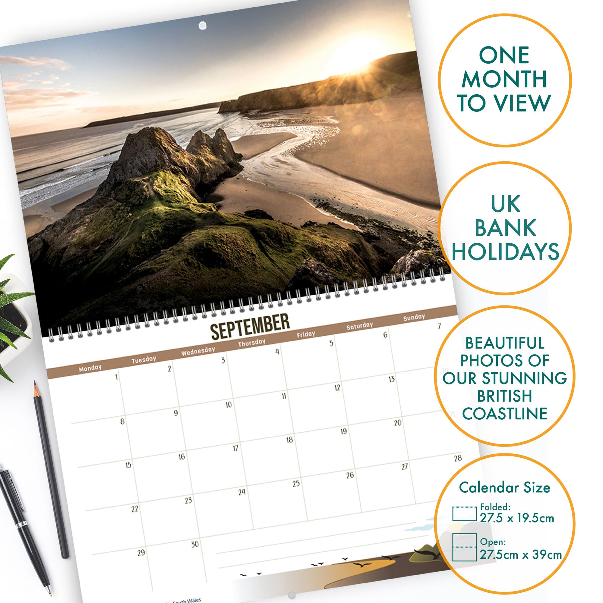 2025 British Coast Wall Calendar - Stunning Scenery of the British Isles | Spiral Bound Monthly View | Home & Office Decor | Perfect Gift for Travel Lovers