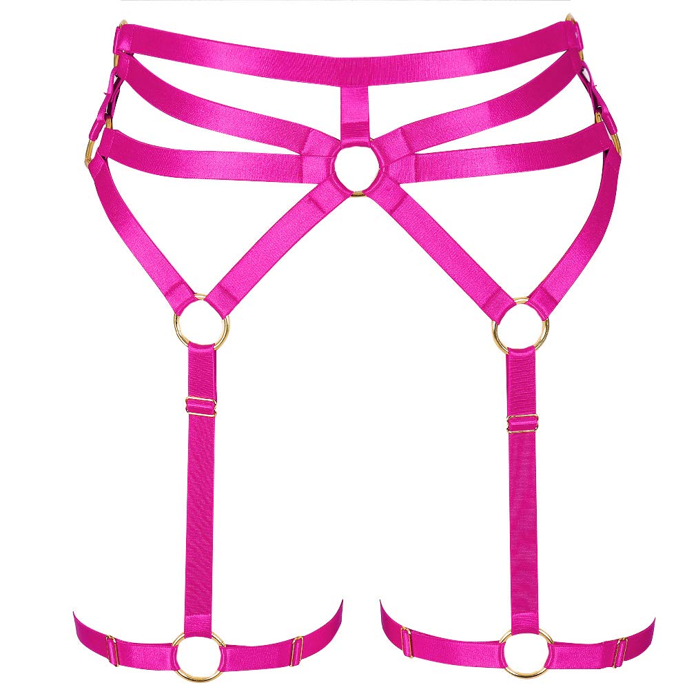 Sexy Women's Punk Harness Garter Belt - Adjustable Elastic Strappy Lingerie with Thigh Stockings for Gothic Fashion & Boudoir Photography