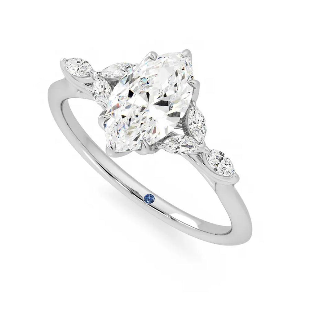 Exquisite Marquise Cut Moissanite Engagement Ring with Floral Petal Design & Hidden Anniversary Stone - Perfect for Proposals, Weddings & Anniversary Gifts