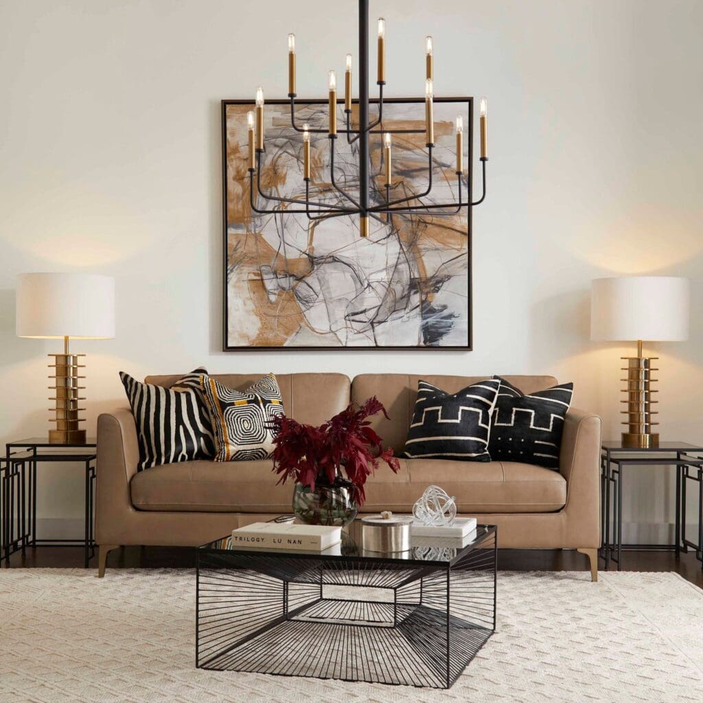 Cyan Design 10968 Apollo Chandelier - Noir & Aged Brass Finish - Medium Size - Perfect for Dining Room, Bedroom or Entryway Lighting
