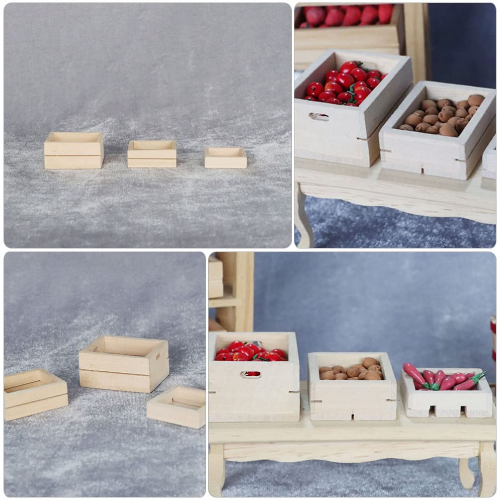 3pcs DIY Mini Fruit and Vegetable Basket Toy Set - Small Dollhouse Furniture, Miniature Storage Baskets for Kids Play, Home Decor & Doll Accessories - Perfect for Pretend Play, Room Decoration and Collectibles