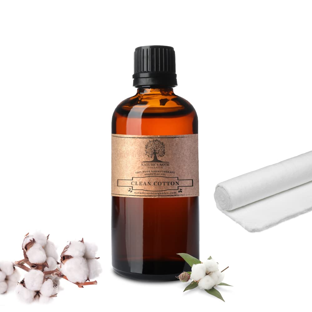 Nature's Note Organics 100% Pure Clean Cotton Essential Oil - 4 Fl Oz Aromatherapy Grade for Diffuser, Massage & Relaxation - Premium Therapeutic Essential Oils for Home Spa & Stress Relief