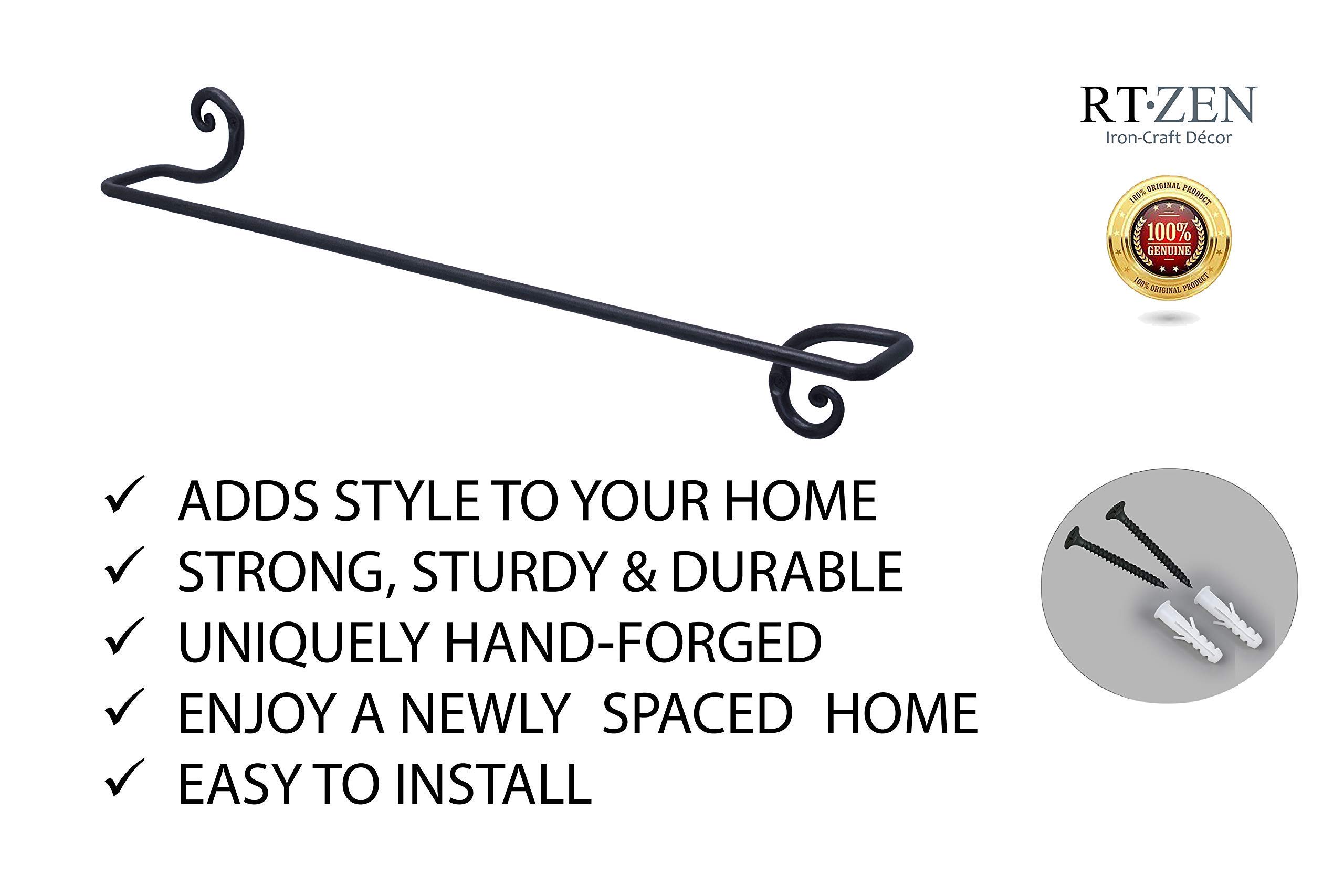 RTZEN Wrought Iron Bathroom Accessories Set - Decorative Hand Towel Bar, Body Towel Hanger & Toilet Paper Holder | Rustic Bathroom Decor for Home & Hotel Use
