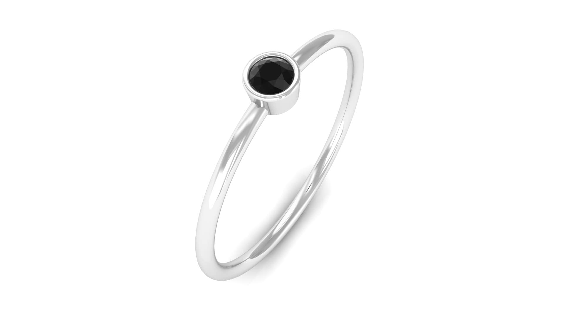 14K Solid Gold Black Onyx Ring for Women - December Birthstone, Dainty Round Promise Ring, Elegant Jewelry Gift for Anniversary, Birthday & Special Occasions