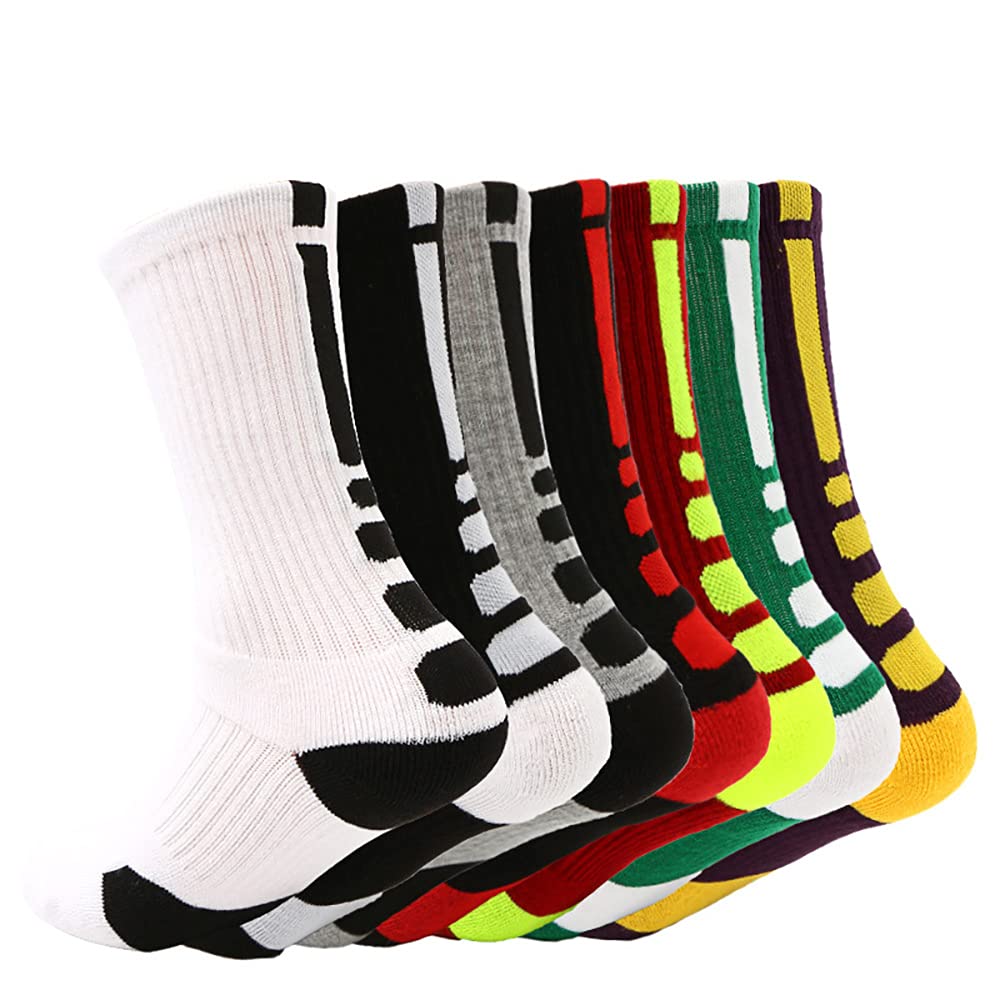 Premium 3-Pair High Tube Sports Socks for Badminton, Running & Outdoor Activities - Moisture Wicking, Non-Slip, Brushed Cotton Crew Socks (US Size 7-10) - Perfect for Gym Workouts, Hiking & Casual Wear