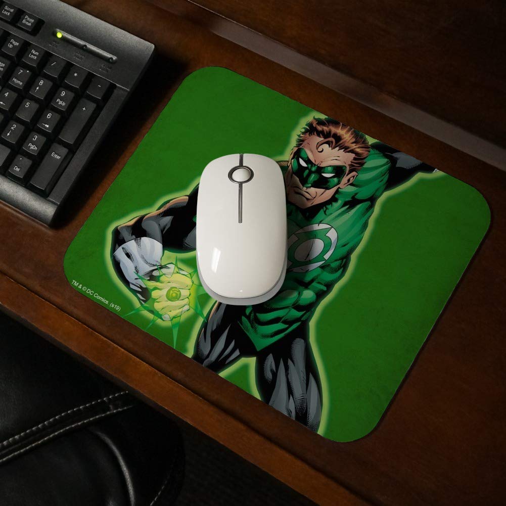 Green Lantern Themed Low Profile Thin Gaming Mouse Pad - Non-Slip Rubber Base for PC, Laptop, Office & Home Use - Perfect for Gamers, Graphic Designers & Office Workers