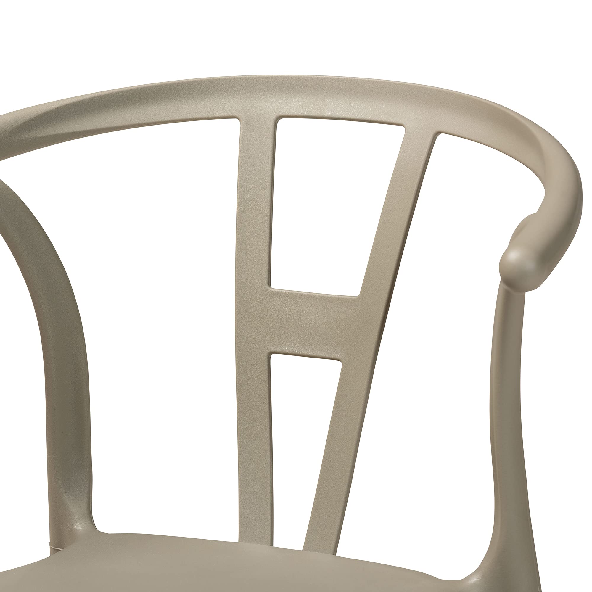 Baxton Studio Warner 4-Piece Modern Dining Chair Set - Beige Plastic Contemporary Kitchen Chairs for Dining Room, Breakfast Nook & Small Spaces