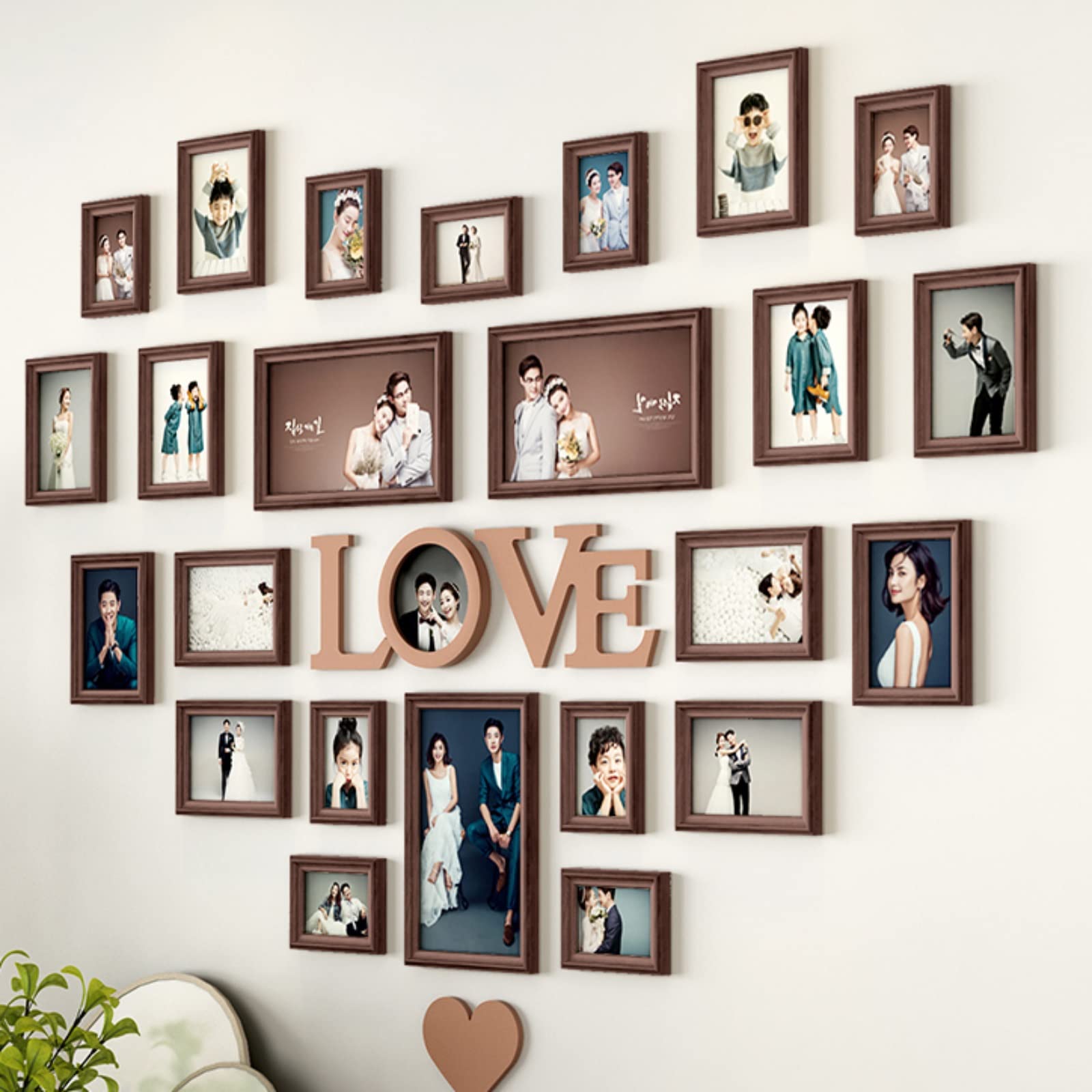 25 Pack Brown Solid Wood Wall Mounting Picture Frame Set - CHY Photo Frame Wall Decor for Family Gallery, Art Display & Home Decoration | Perfect for Living Room, Bedroom & Office Wall Art
