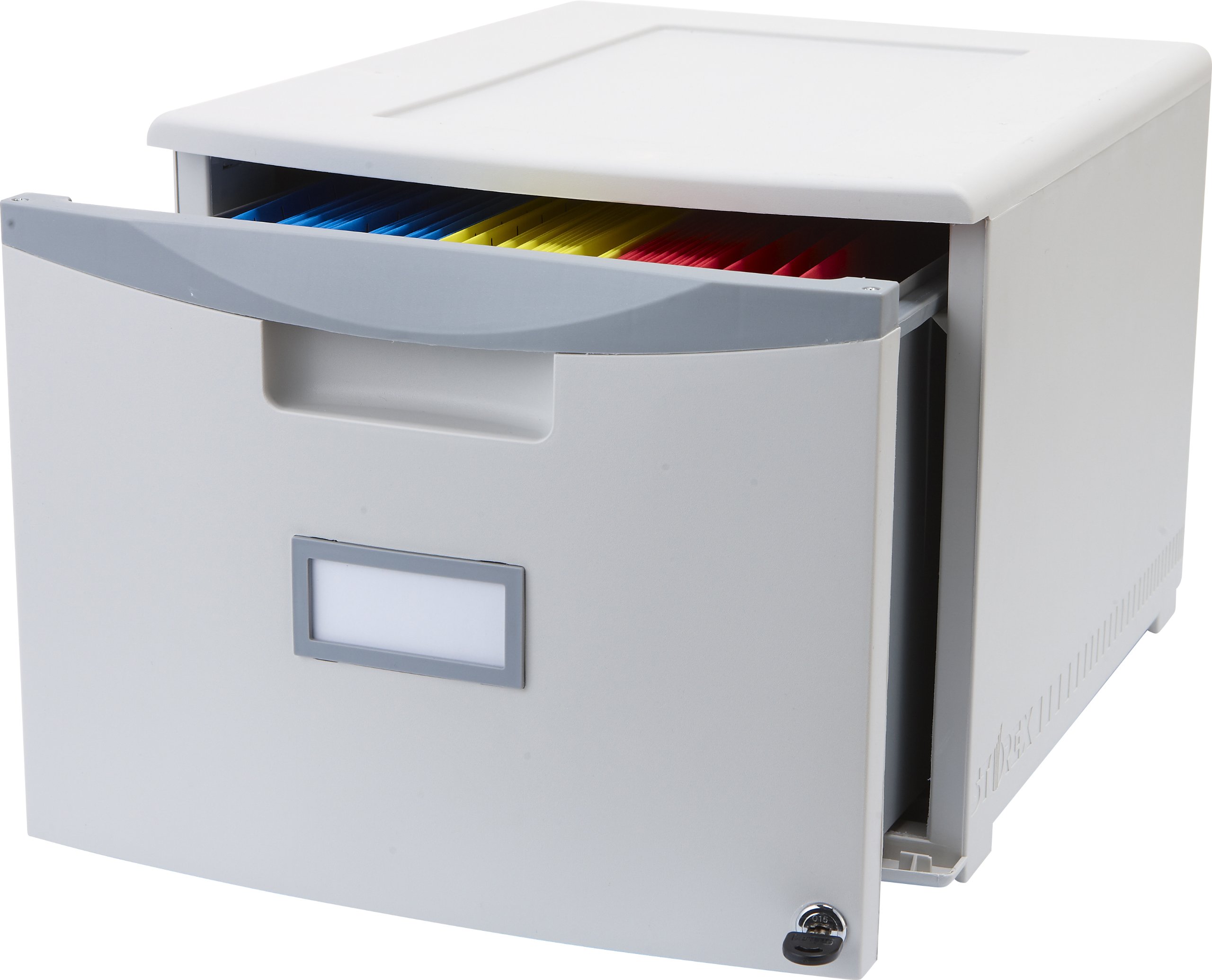 Storex 61261A02C 2-Pack Grey/Dark Grey File Cabinet - Office Organization & Document Storage Solution for Home & Business