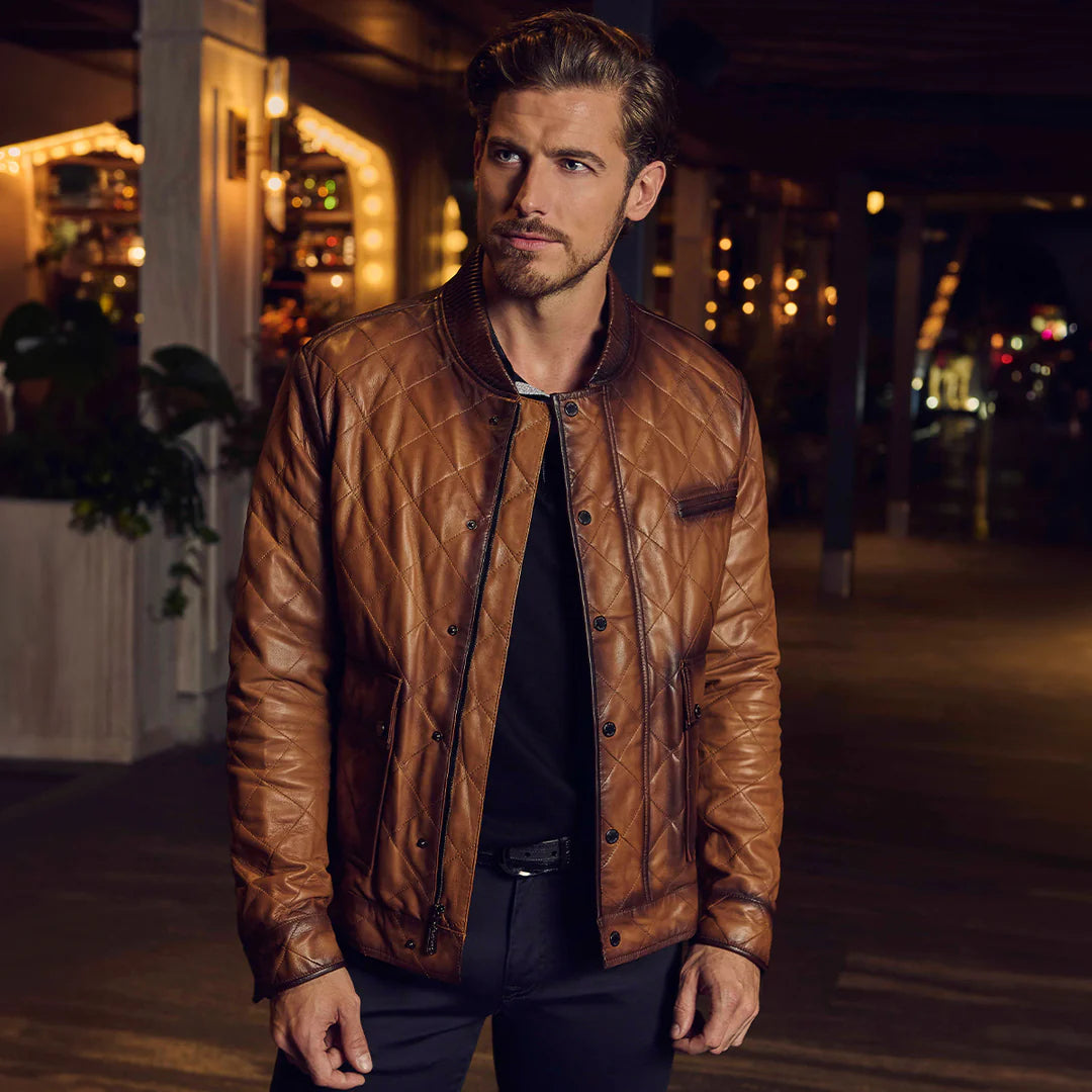 H317COC Cuadra Honey Dress Casual Fashion Leather Jacket for Men - Stylish Outerwear for Everyday Wear & Date Nights