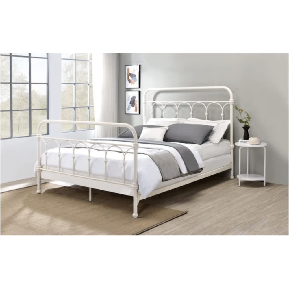 HuaZo Full Size Metal Bed Frame - White Citron Finish, 78