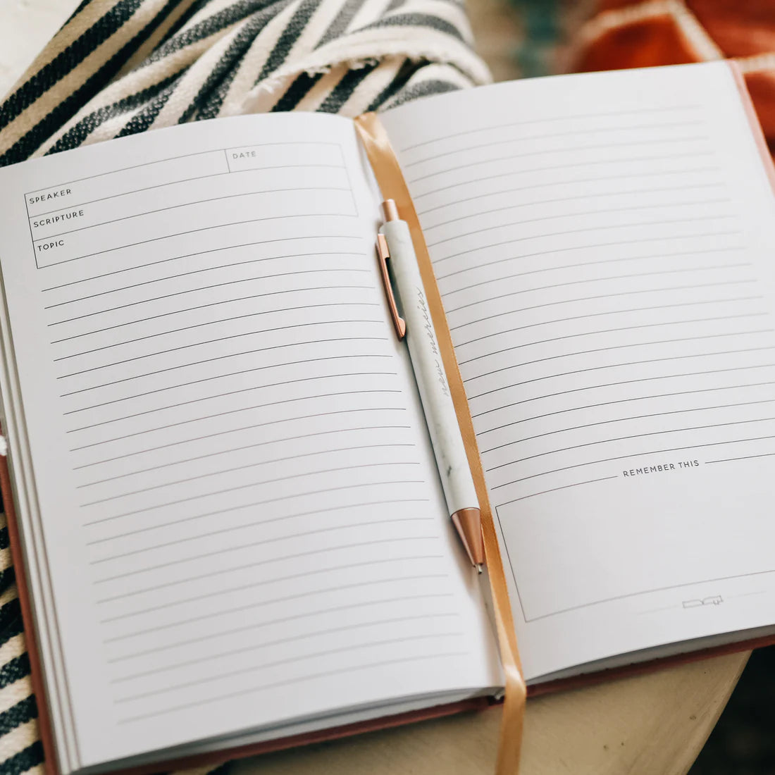 Sermon Notes Journal - Pink Linen Cover Christian Bible Study Notebook for Church, Sermon Reflection & Scripture Writing - Perfect Gift for Women & Teens