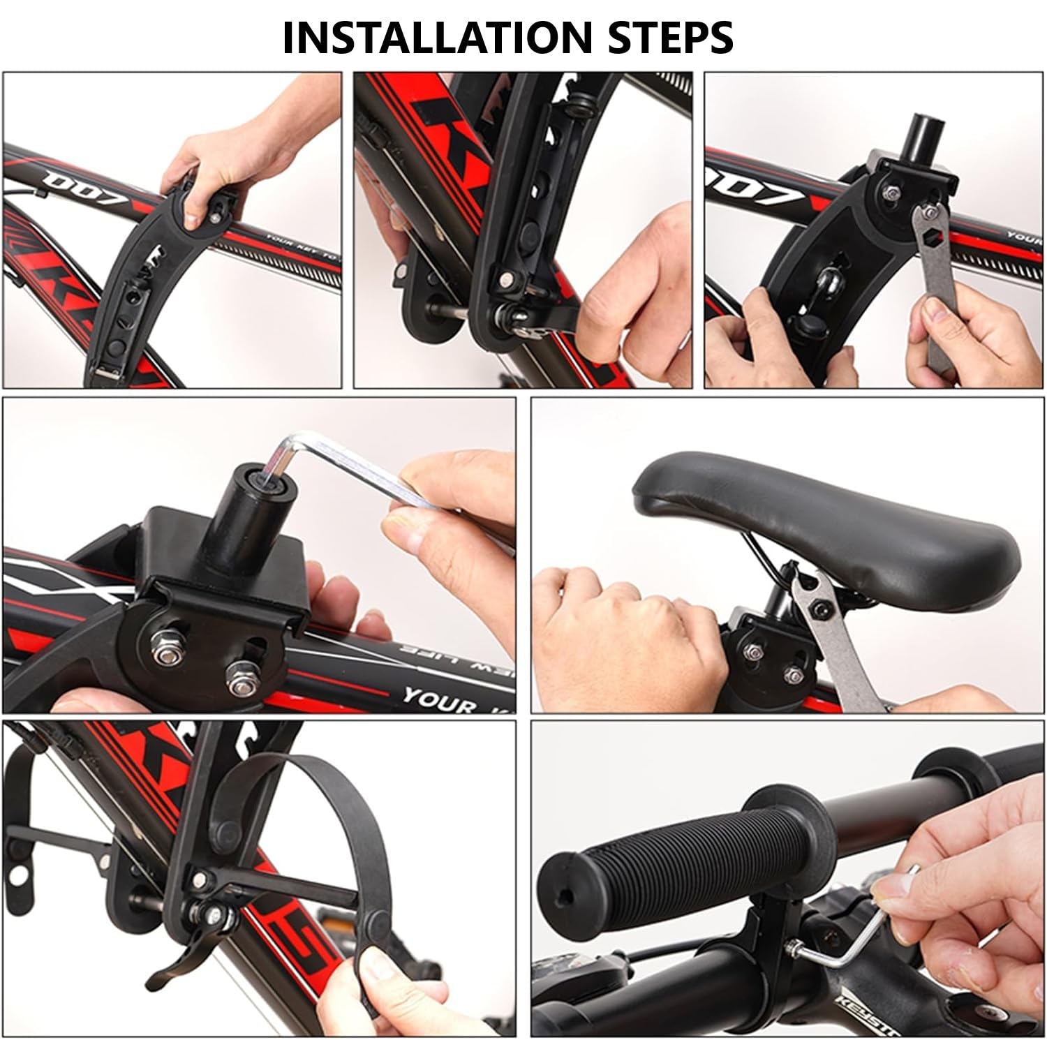Himiway Front Mount Kids Bike Seat - Detachable Handlebar & Foot Pedals for Children 2-5 Years | Toddler Bicycle Seat Attachment for Adult & Mountain Bikes | Perfect for Family Rides & Commuting