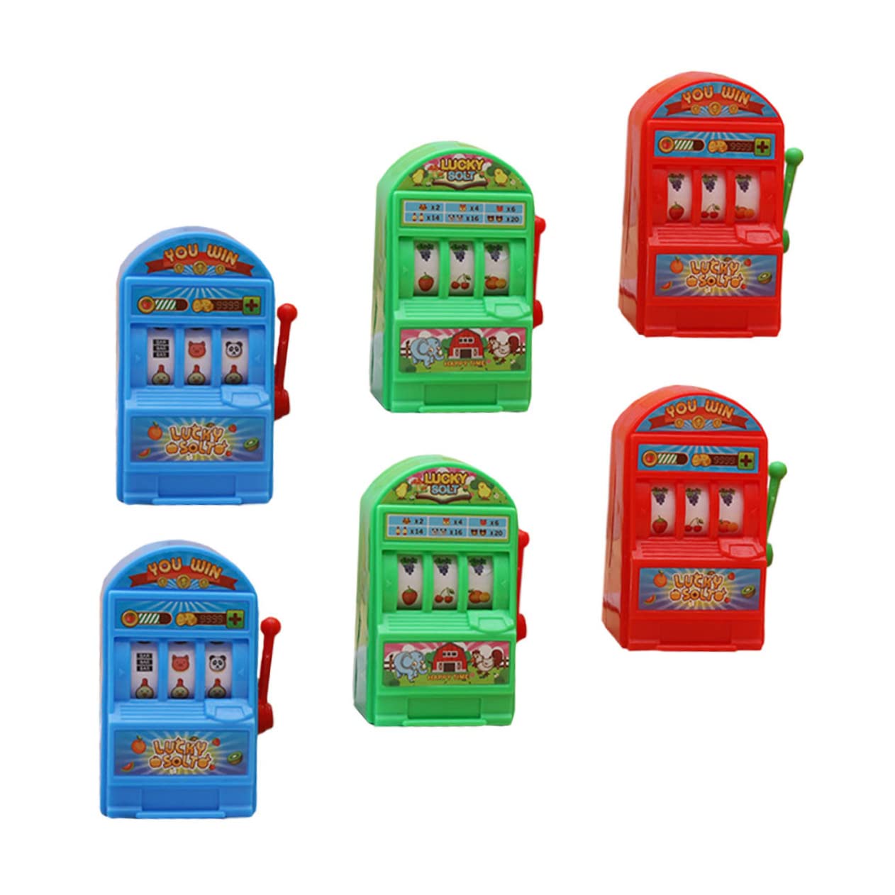 6pcs Vintage Slot Machine Toy Set - Lucky Piggy Bank Jackpot Game for Kids, Fun Plastic Puzzle & Casino-Themed Play - Perfect for Birthday Gifts, Party Favors, and Family Game Nights