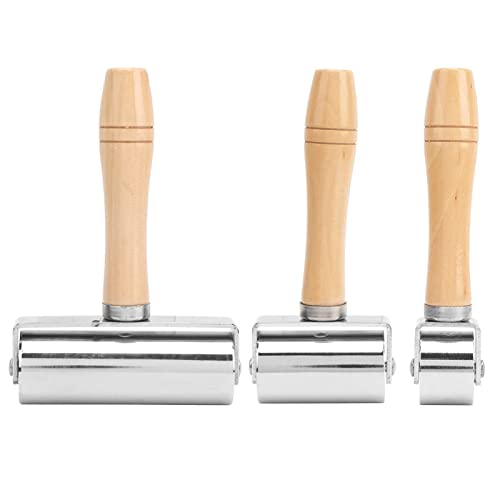 Premium Leather Edge Roller Tool - Wooden Handle DIY Leather Craft Press Edge Roller for Smooth Leather Finishing (Large, Silver) - Perfect for Leatherworking, Bag Making & Wallet Crafting