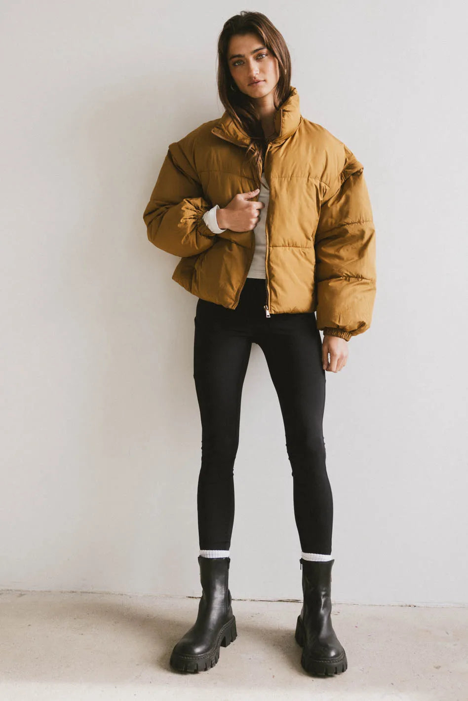Kai Detachable Sleeve Brown Jacket - Convertible Women's Outerwear for Travel & Layering | FINAL SALE