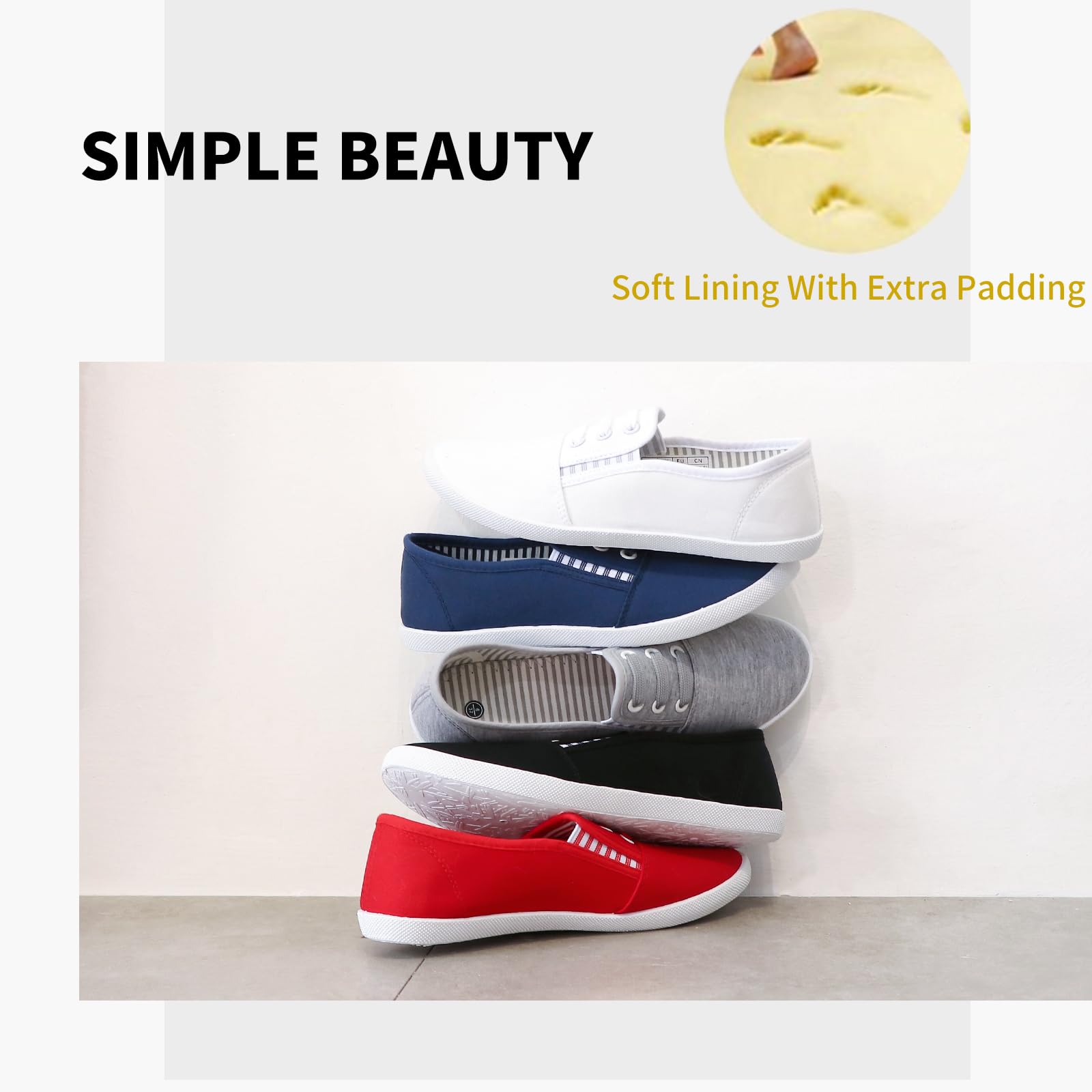 Kufeiti Women's Slip-On Canvas Sneakers - Comfortable & Fashionable White & Black Elastic Shoes for Casual Wear, Walking & Everyday Outfits
