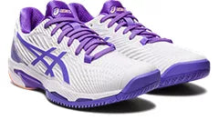 Asics Women's Solution Speed FF 2 Tennis Shoes - White/Amethyst - Lightweight & Breathable for Competitive Play | Perfect for Court Matches & Training Sessions