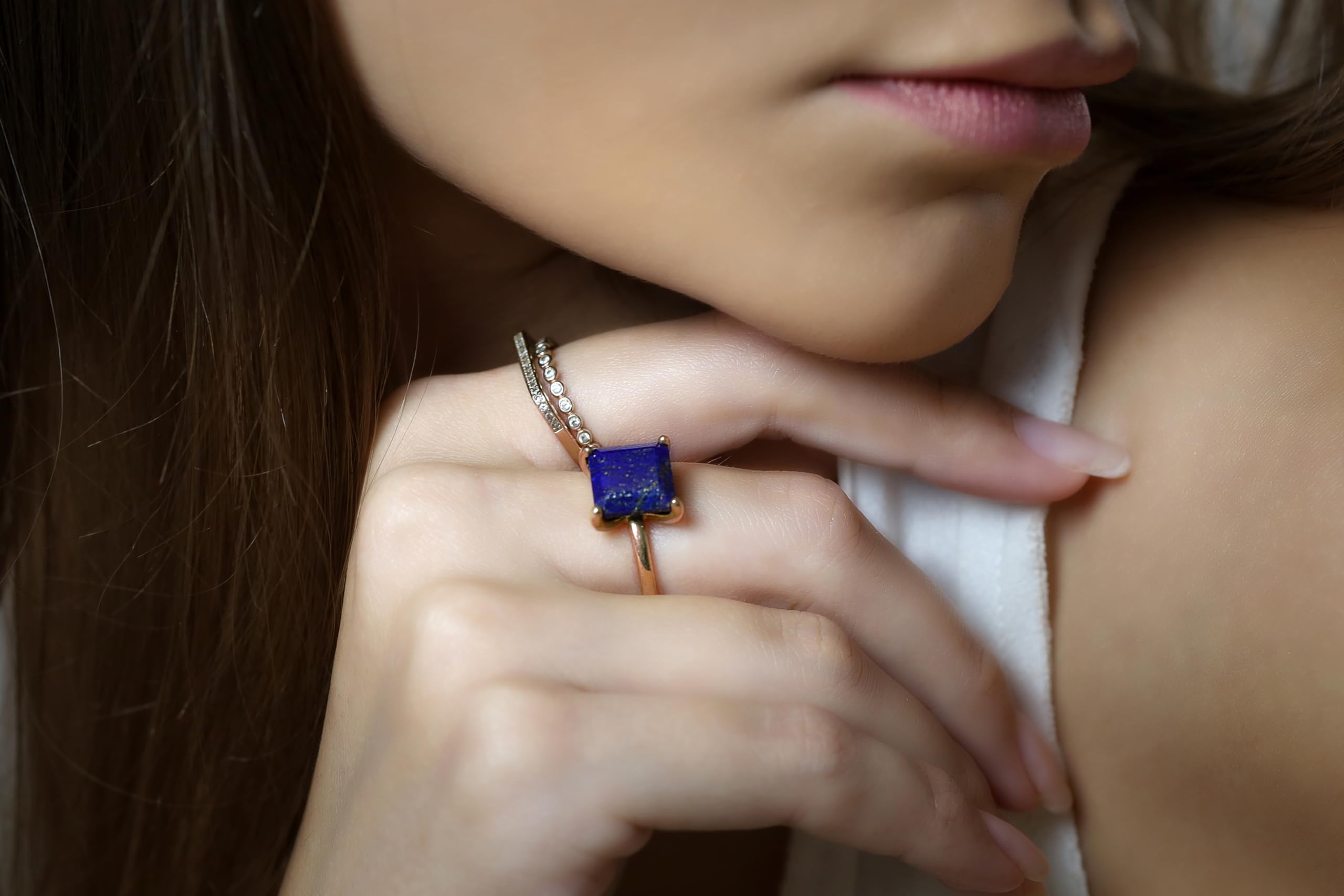 14K Rose Gold Filled Lapis Lazuli Square Ring - Handmade Birthstone Jewelry Gift for Women - Perfect for Birthdays, Anniversaries & Special Occasions - Comes with Gift Box for Elegant Presentation