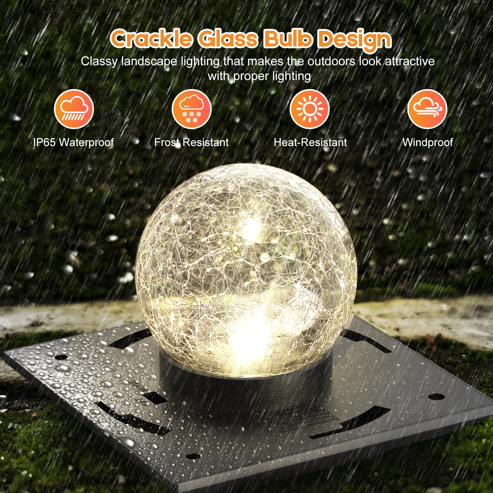 Solar Post Cap Lights - 12 Pack Black Crackle Glass Fence Lights, 20 Lumens Warm White & RGB Auto Color Changing, Waterproof for 3.6x3.6 to 5x5 Wood/Vinyl Posts - Perfect for Patio, Garden, Deck & Pathway Lighting