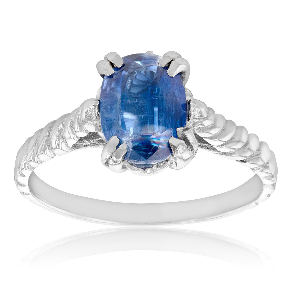 1.00ct Genuine Kyanite Solitaire Ring in Sterling Silver - Elegant Wedding, Engagement & Anniversary Jewelry Gift for Women