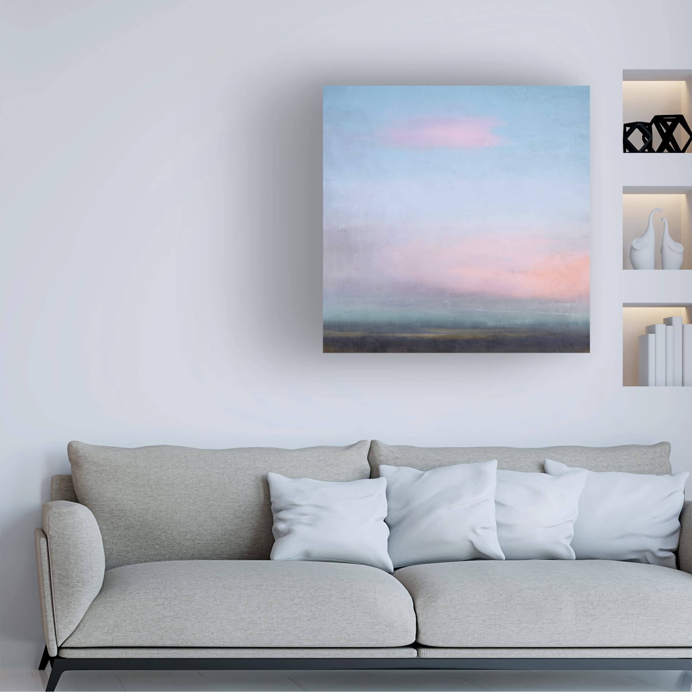 Trademark Fine Art 'Dusk' Canvas Wall Art by Suzanne Nicoll - Hand-Painted Landscape Painting for Living Room, Bedroom & Office Decor