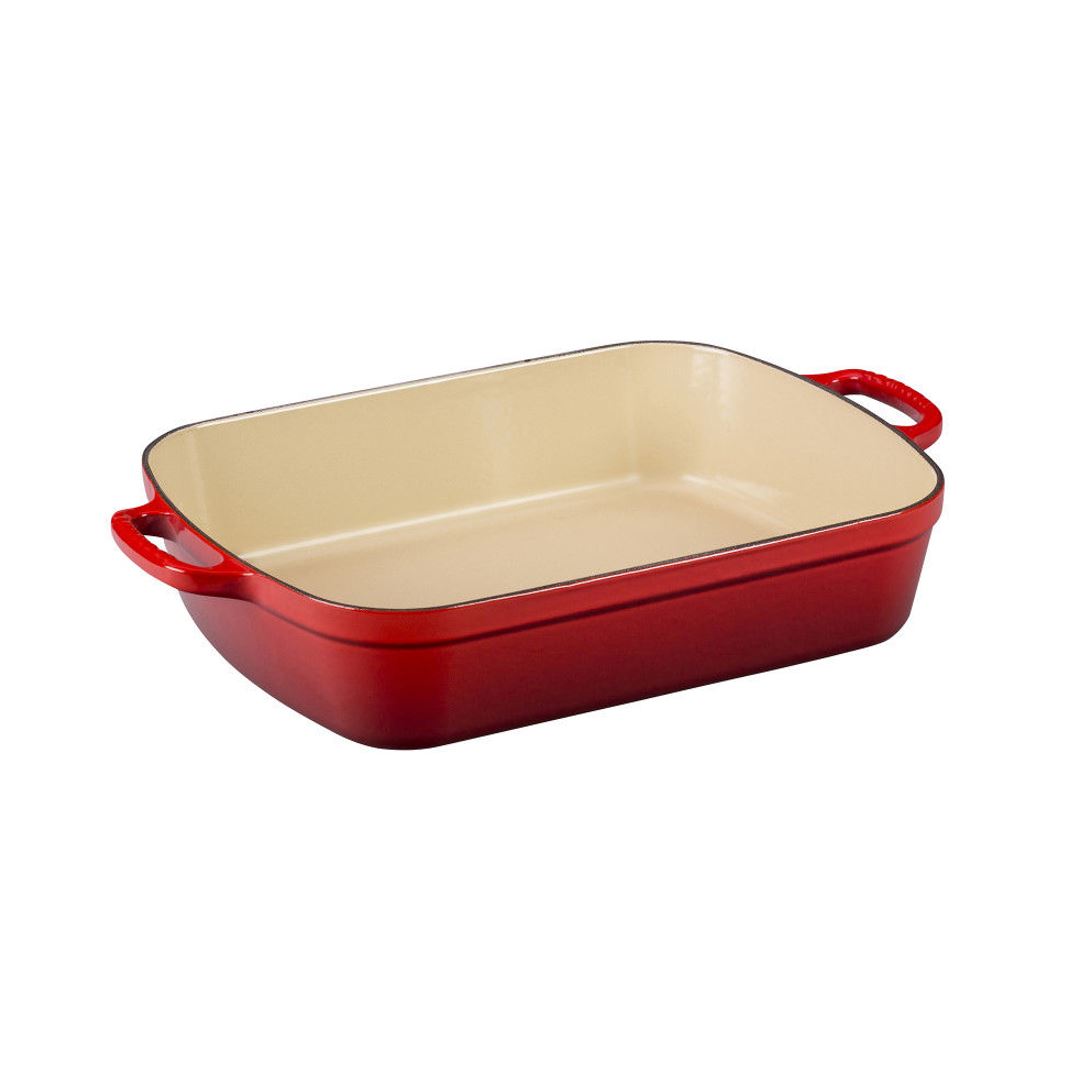 Le Creuset 4.9 Quart Rectangular Ceramic Roaster - Cherry Red | Perfect for Oven Roasting, Baking & Serving Dishes
