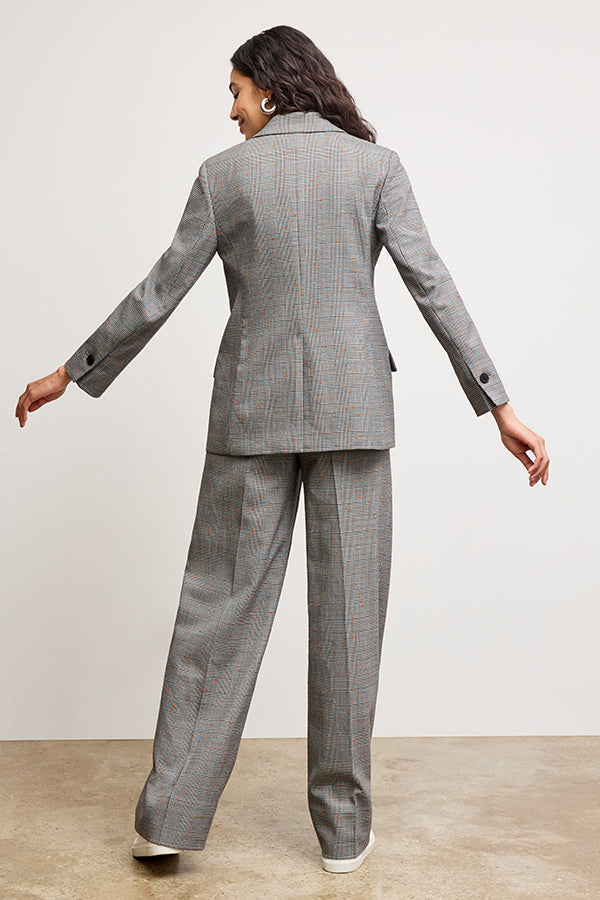Rina Sculptural Pants - Sharkskin Mixed Check High Waist Trousers for Women | Perfect for Office, Casual Wear & Night Out