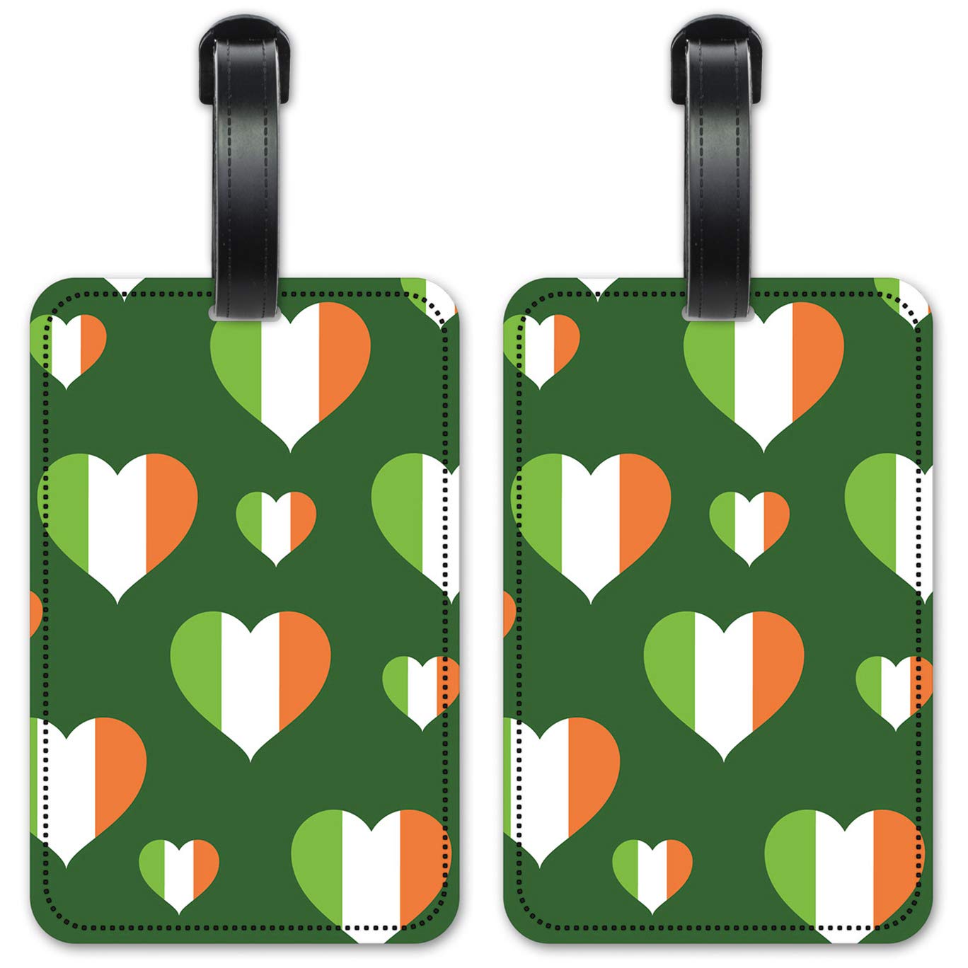 Irish Hearts Luggage ID Tags - Set of 2 Personalized Suitcase Identification Cards for Travel - Perfect for Airports, Cruise Ships & Family Vacations