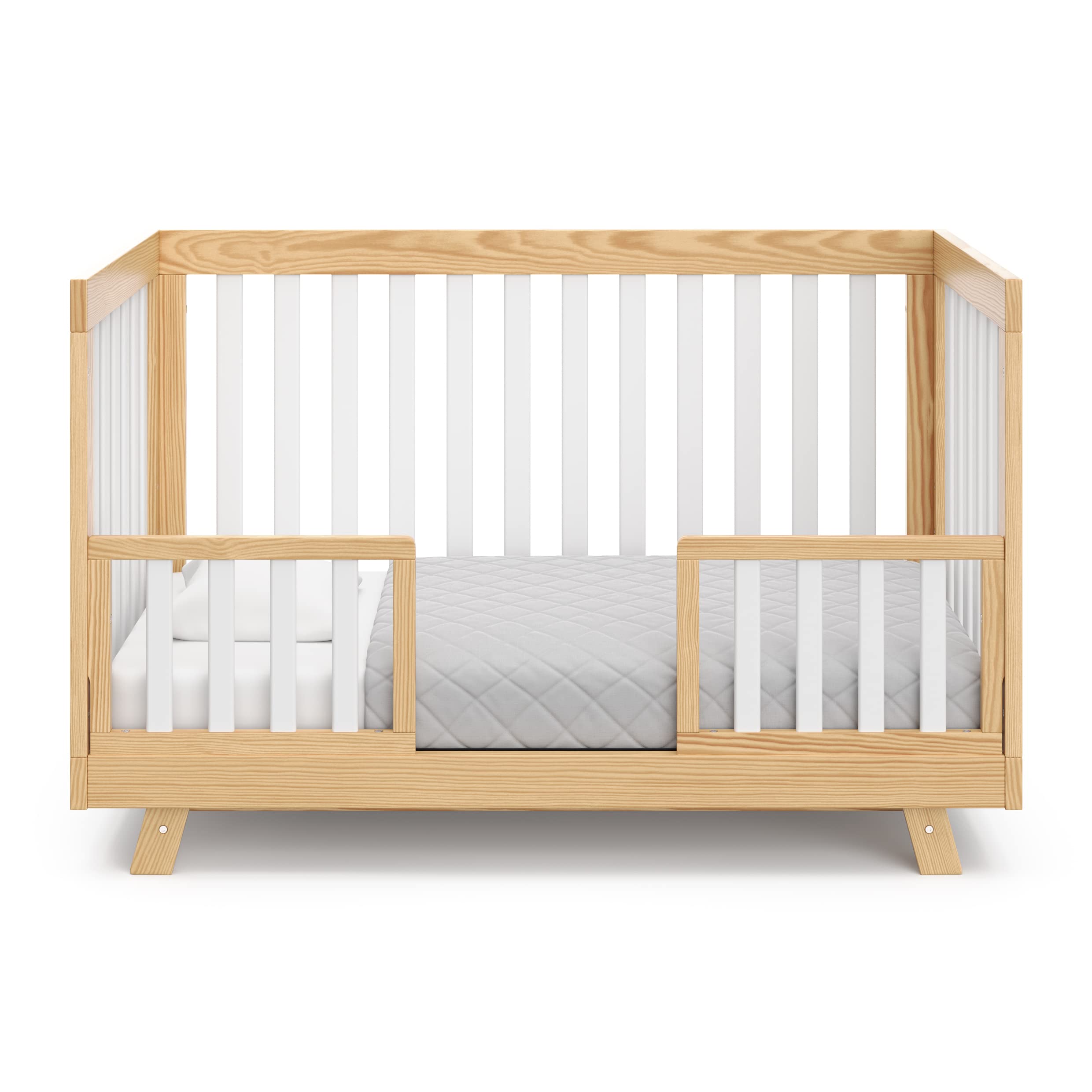 Storkcraft Beckett Convertible Crib - Natural & White Slats | Baby Crib to Toddler Bed & Daybed | Adjustable Mattress Base | Fits Standard Full-Size Crib Mattress | Perfect for Nursery, Bedroom & Guest Room