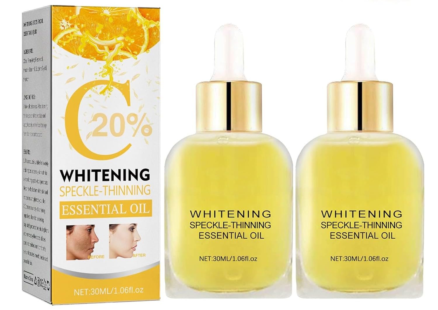 Vitamin C Facial Serum for Brightening & Whitening - Melanin Correcting Essential Oil & Essence for Face & Body - Anti-Aging, Dark Spot Treatment - Perfect for Daily Skincare Routine & Night Care