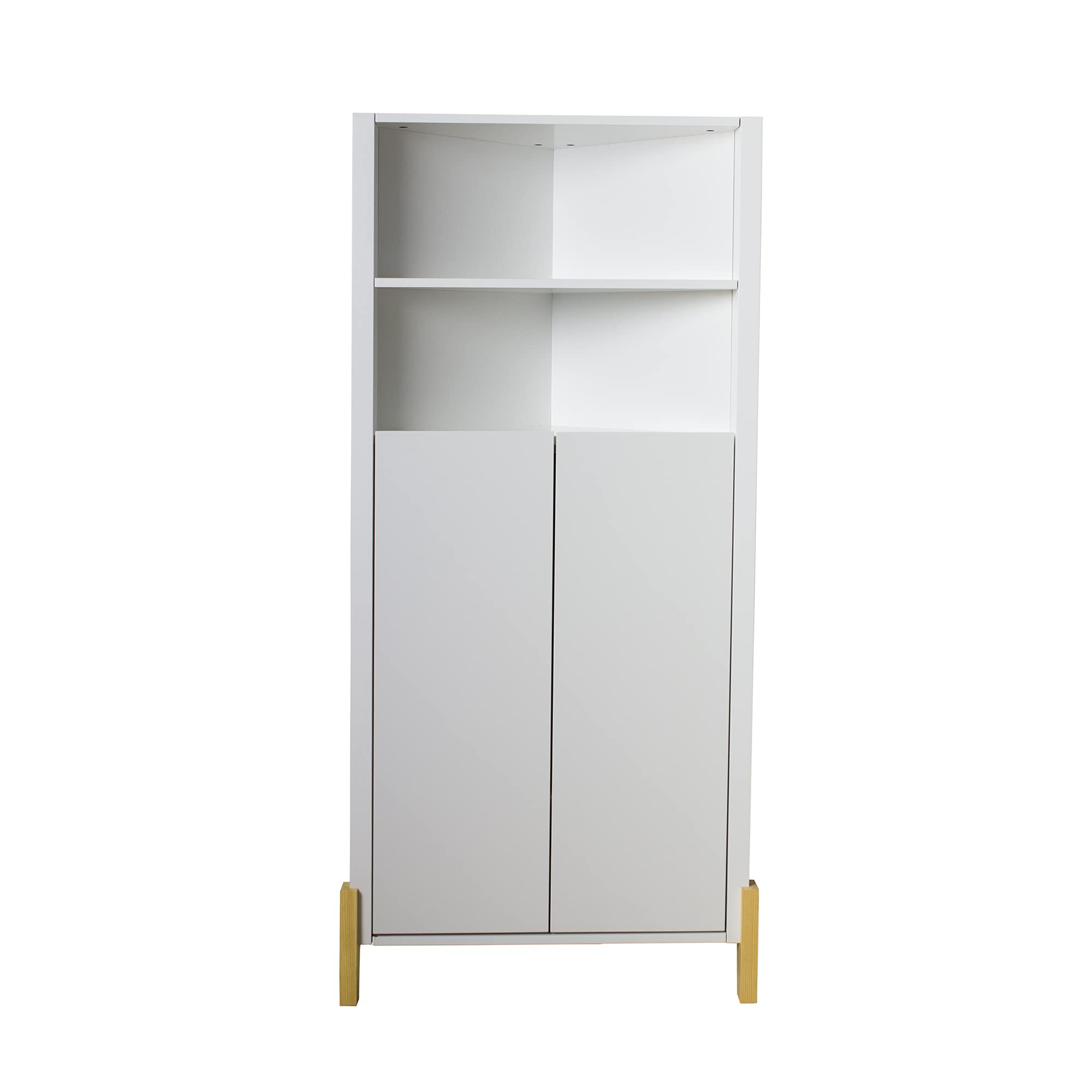 White Corner Storage Cabinet - Free Standing Curio Display & Bookshelf for Living Room, Bedroom, or Office Organization