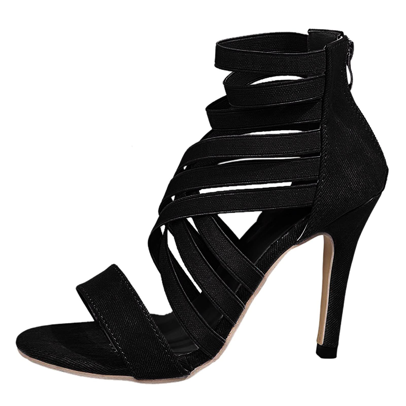 FAMOORE Women's Summer Fashion High Heels - Breathable Peep Toe Sandals with Zipper for Casual Wear | Perfect for Office, Party & Date Night